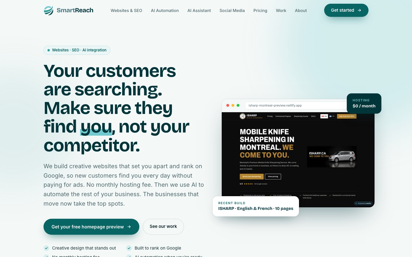 SmartReach website, built by SmartReach